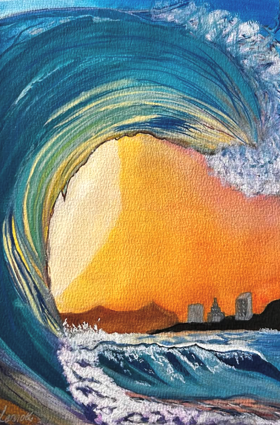 Sunset Wave premium canvas art print by LizyG&Co