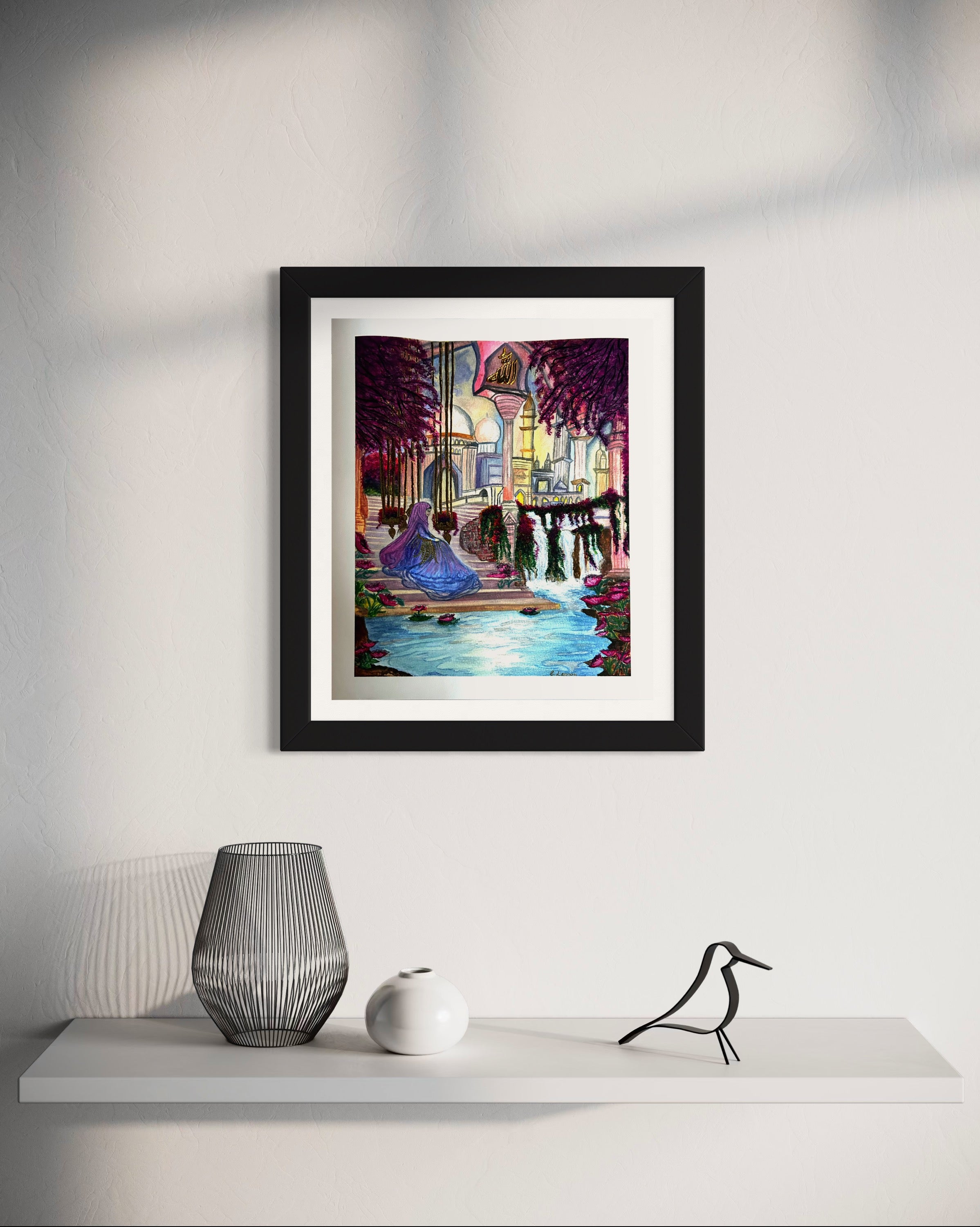 Islamic Garden Paradise Islamic wall art styled in a peaceful interior